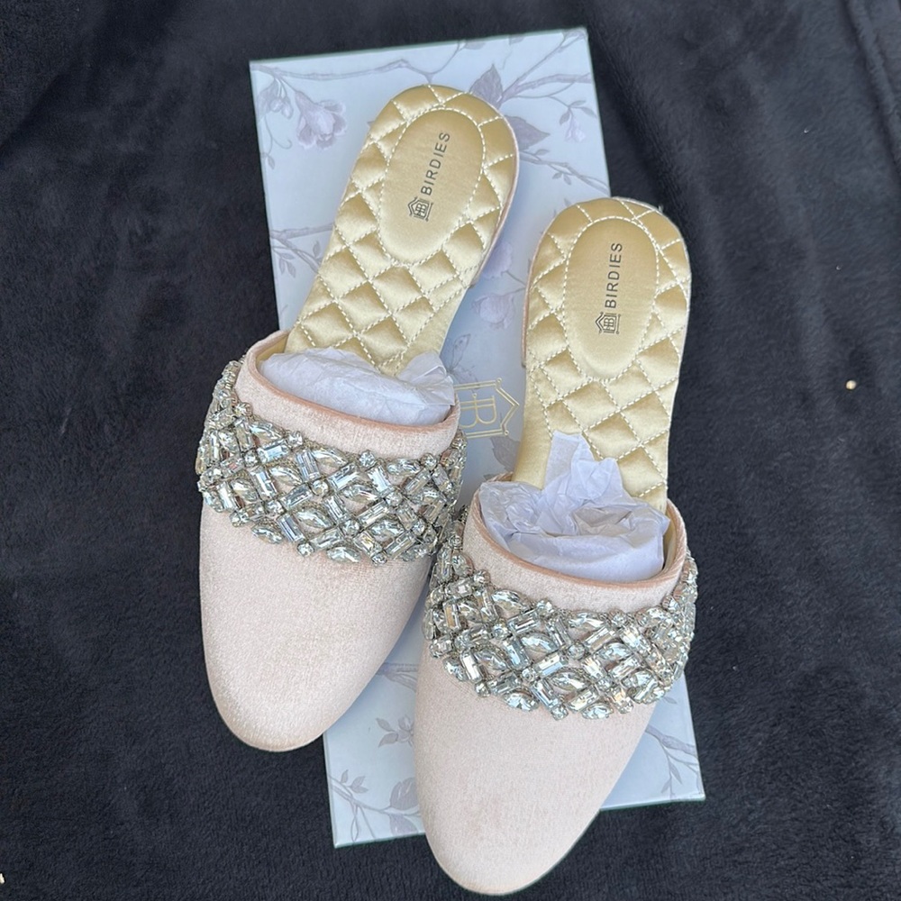 Birdies The Song Bird Slides Brand New Size 7.5 Rose Crystal